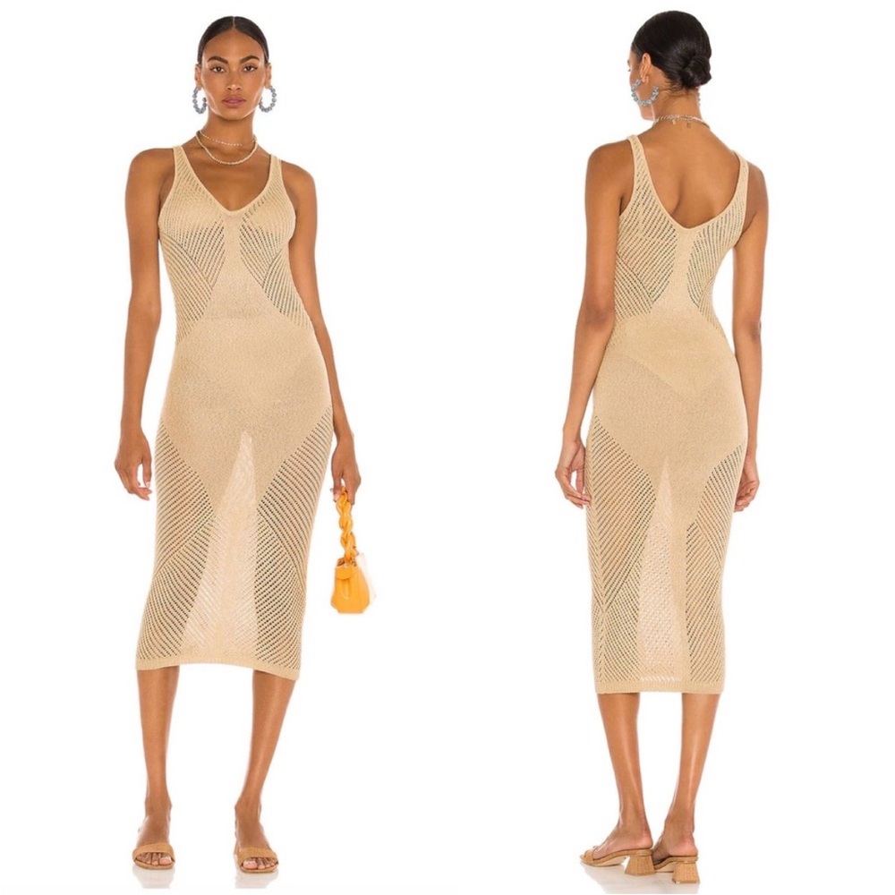 Tularosa Azalea Midi Dress in Natural Beige Tan Open Knit
Crochet Sz S